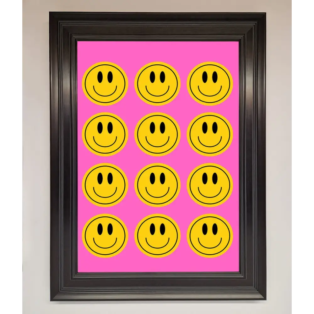 Acid Smile Faces Framed Poster - A3 (29.7 x 42 cm) / Matt Black - Framed Print
