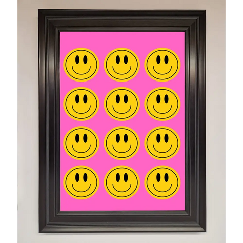 Acid Smile Faces Framed Poster - A3 (29.7 x 42 cm) / Matt Black - Framed Print
