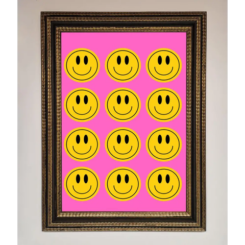 Acid Smile Faces Framed Poster - A3 (29.7 x 42 cm) / Ornate Gold Black - Framed Print