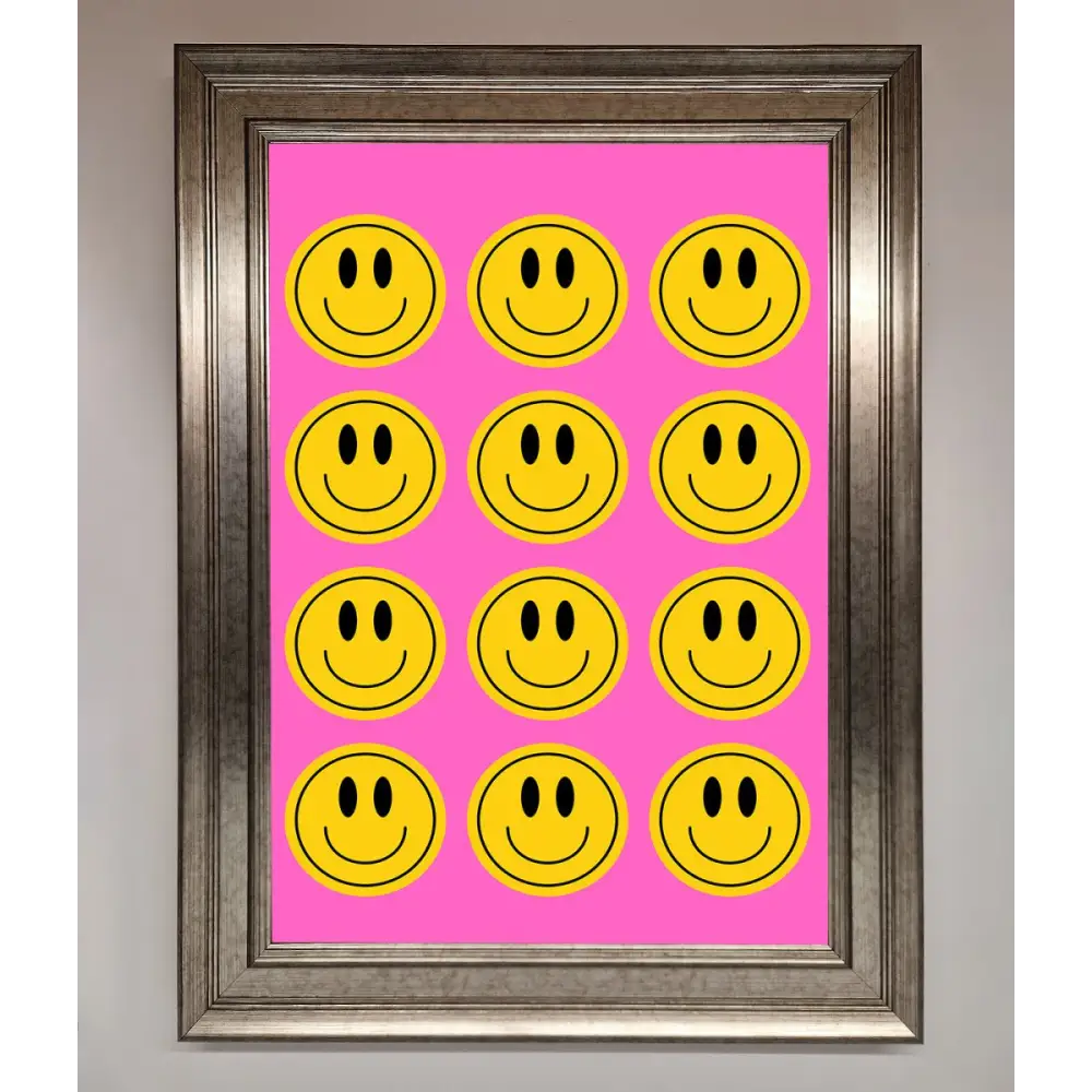 Acid Smile Faces Framed Poster - A3 (29.7 x 42 cm) / Silver - Framed Print