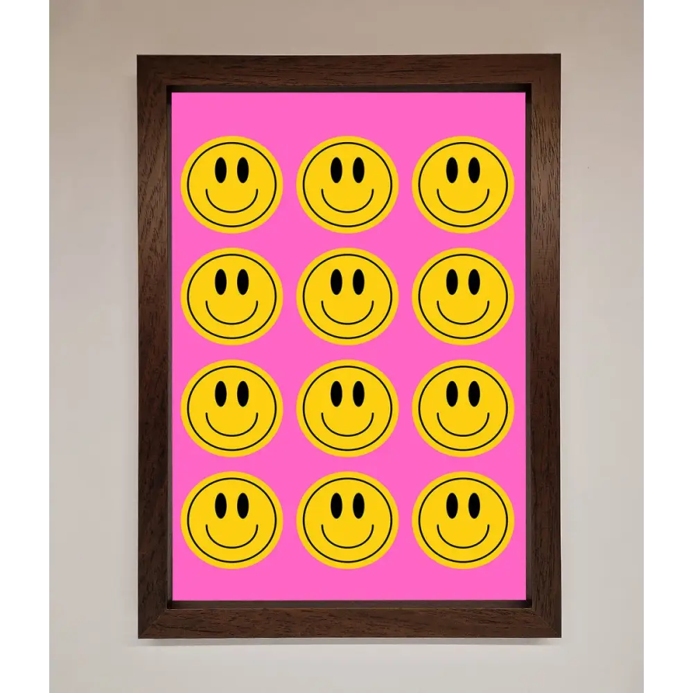 Acid Smile Faces Framed Poster - A3 (29.7 x 42 cm) / Walnut - Framed Print