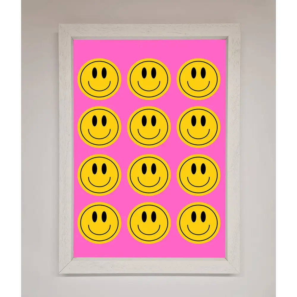 Acid Smile Faces Framed Poster - A3 (29.7 x 42 cm) / White - Framed Print