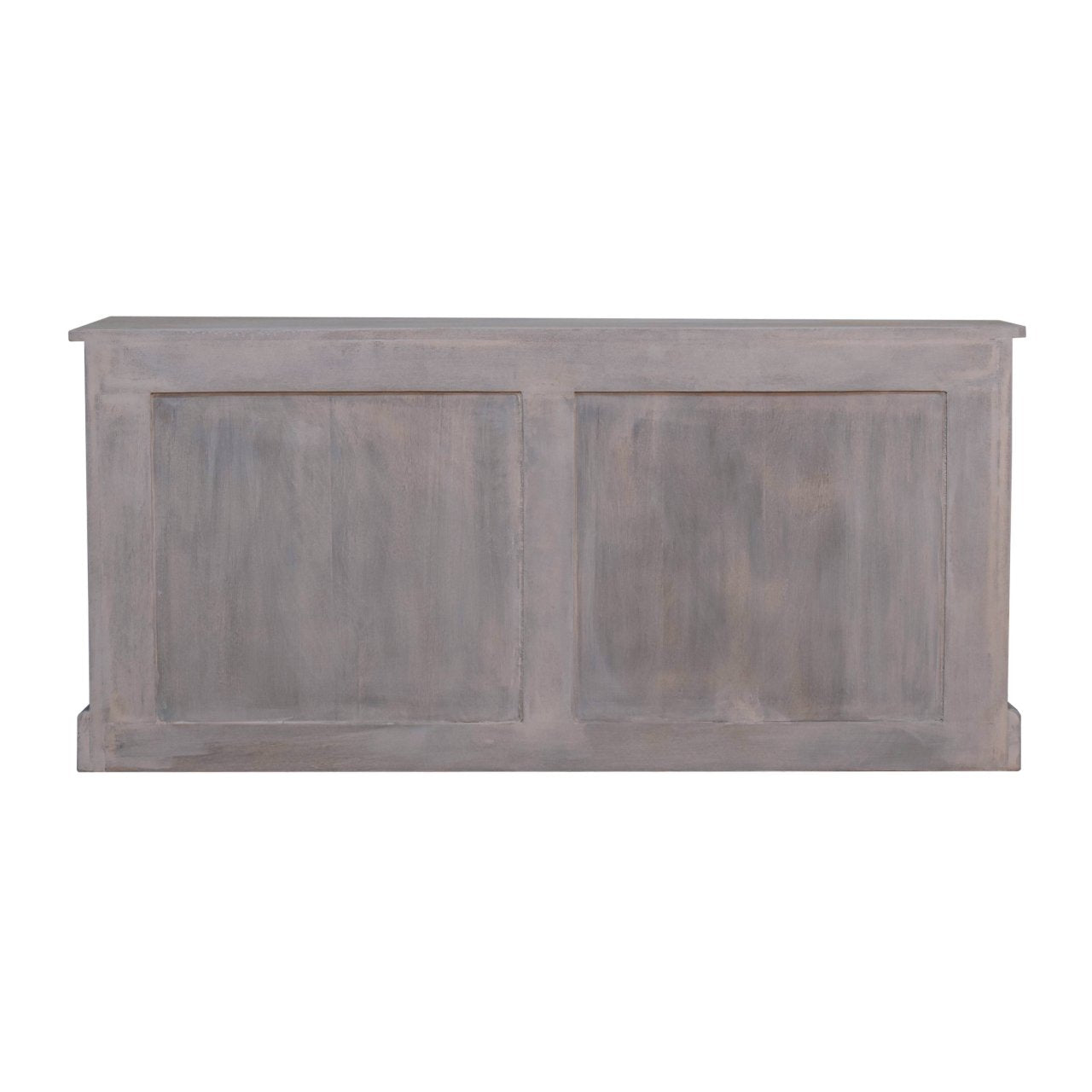 Gray distressed wood acid wash basket storage cabinet with two panel doors console table for storage