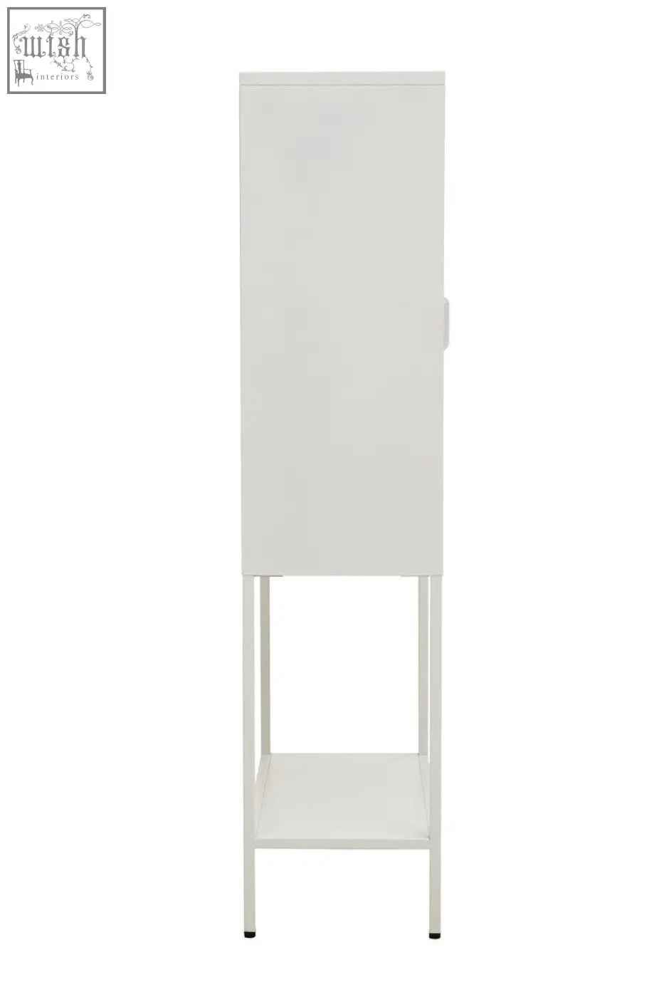 White metal cabinet with single door and lower shelf minimalist design in acier two door white metal cabinet style