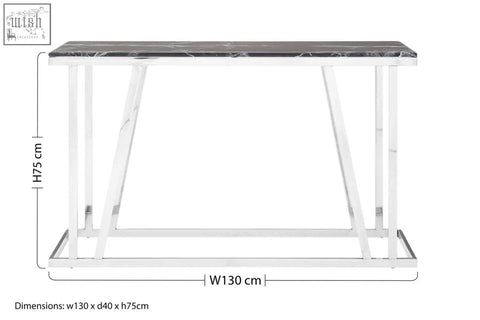 Ackley console table with sleek black marble top and polished chrome legs for modern stylish decor