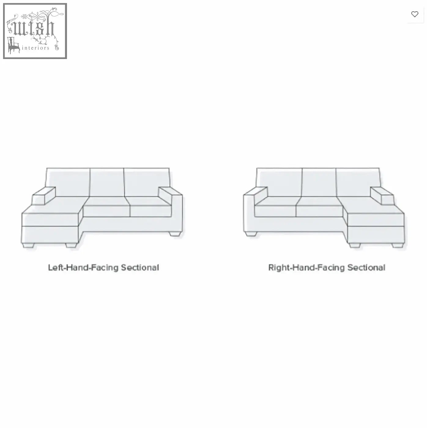Minimalist line art of left- and right-hand-facing acosta suede corner sofa bed with storage in a corner sofa design