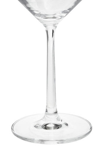 Clear glass martini glass with slender stem and circular base from ada set of 2 crystal burgundy glasses