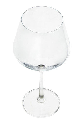 Clear glass crystal burgundy glasses with wide bowl slender stem and circular base in ada set of 2