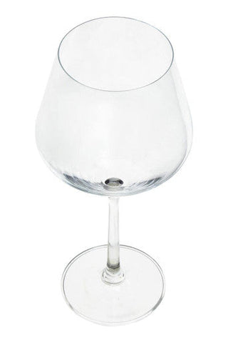 Clear glass crystal burgundy glasses with wide bowl slender stem and circular base in ada set of 2
