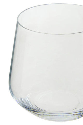 Clear glass crystal large tumbler with smooth rounded rim and subtle base detailing from ada set of 4 large tumblers