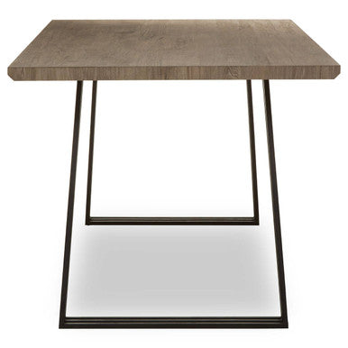 Modern gray wood-top adele dining table with sleek black metal legs perfect for stylish dining spaces