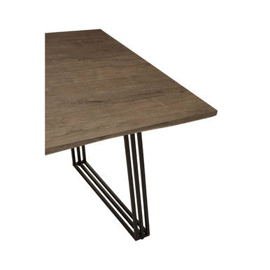 Modern adele dining table with rustic brown wooden top and sleek black metal legs perfect dining table centerpiece