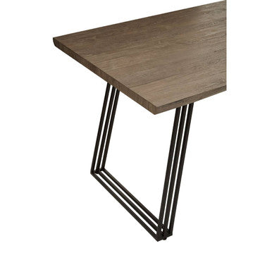Modern adele dining table with rustic brown wooden top and sleek black metal legs perfect dining table
