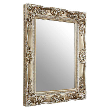 Adelere ornate metallic foliage wall mirror with antique-style silver gold frame and intricate baroque detailing
