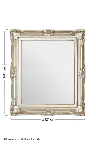 Adelere ornate metallic foliage wall mirror with a square distressed silver frame and intricate carvings