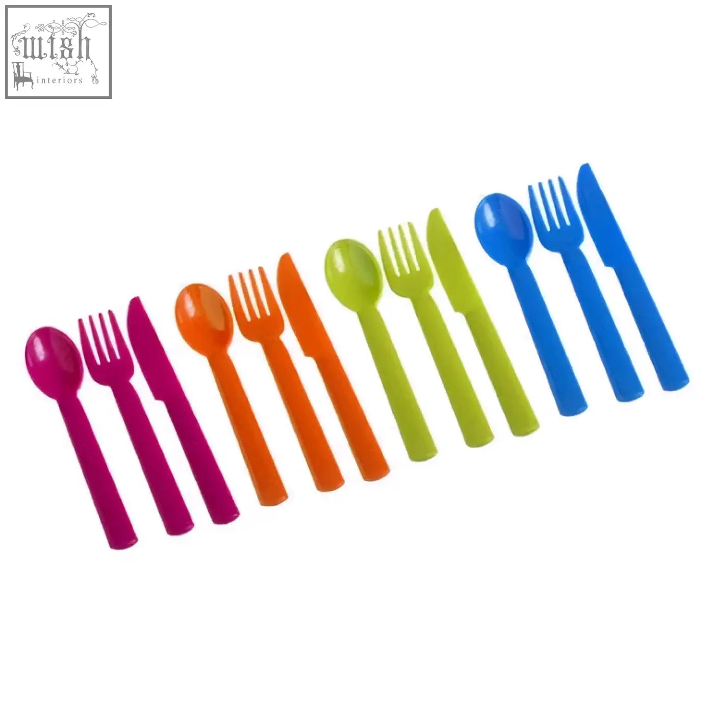 Adisa 12pc assorted cutlery set with rainbow-colored plastic spoons forks and knives perfect for place settings