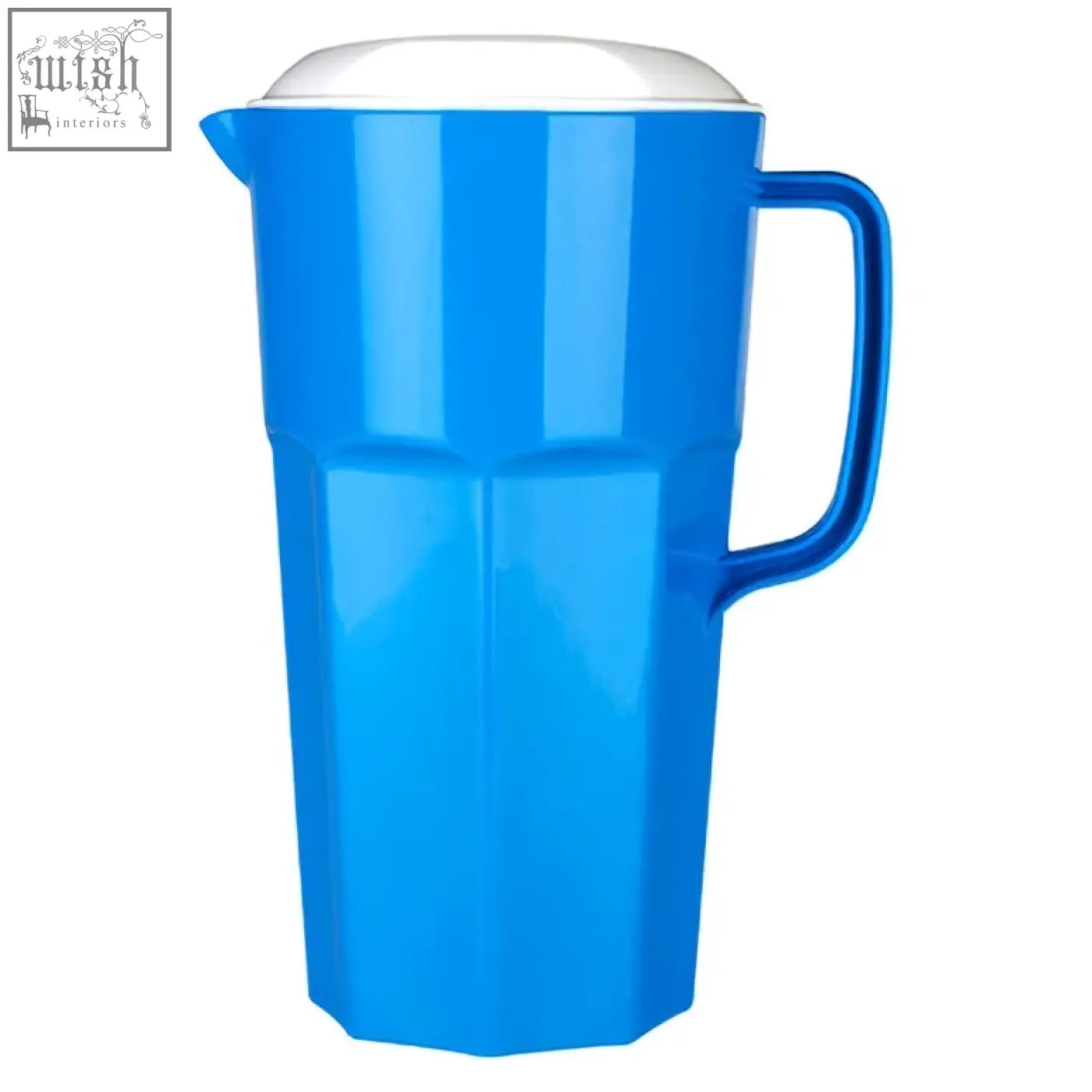 Adisa blue 2000ml plastic pitcher with bright blue body and white twist lid and handle for easy pouring