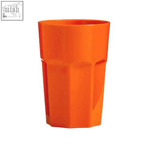 Bright orange faceted plastic tumbler with glossy finish from adisa set of four assorted colours plastic tumblers