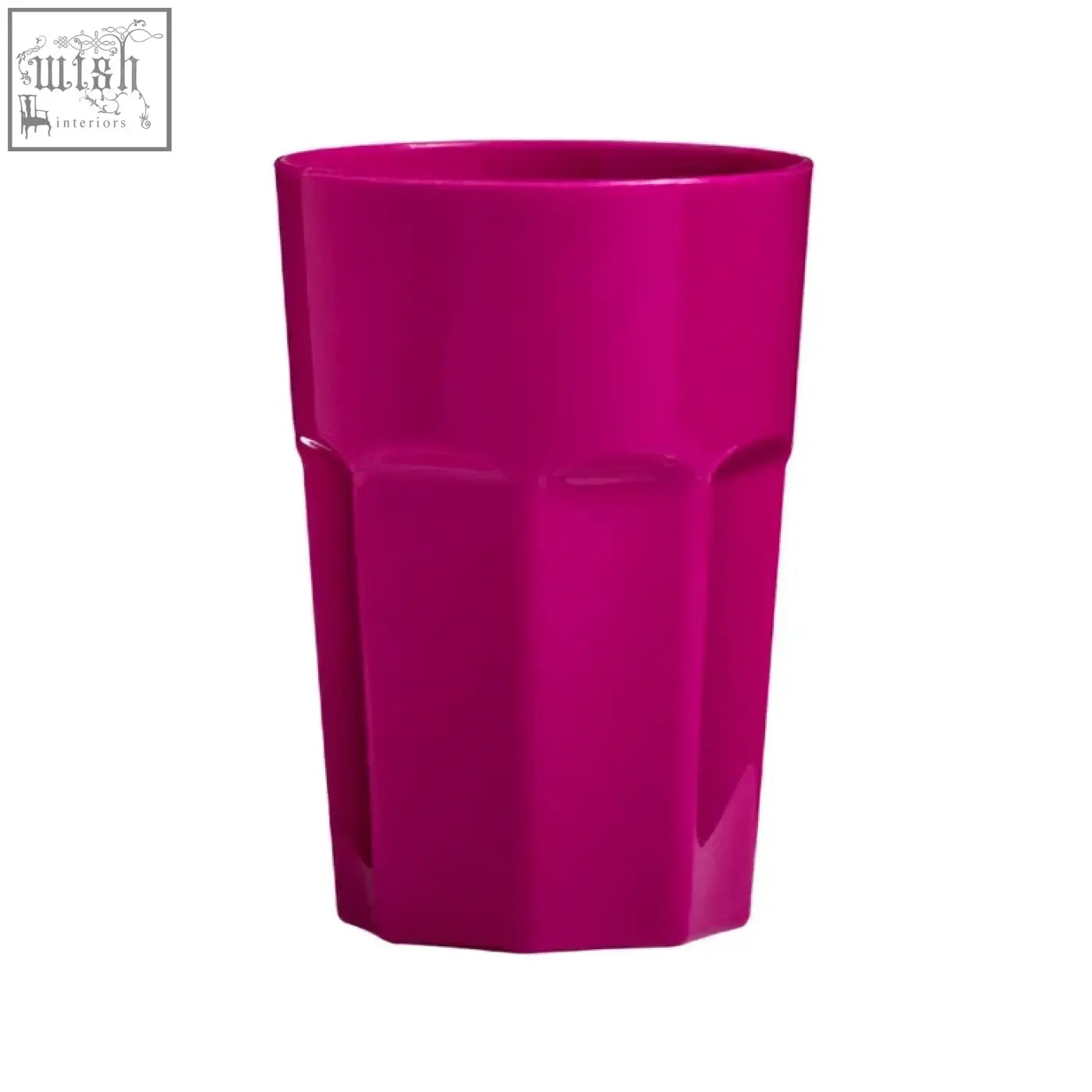 A vibrant magenta plastic tumbler from adisa set of four 440ml assorted colours with a geometric faceted design