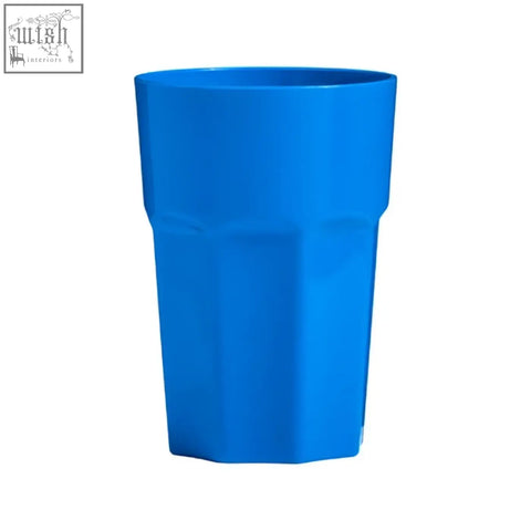 Bright blue faceted plastic tumbler with glossy finish from adisa set of four 440ml assorted colours plastic tumblers