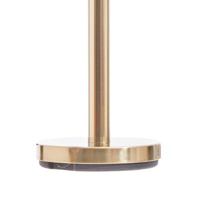 Adler gold finish toilet roll holder with a gold finish cylindrical lamp base and polished metallic circular platform