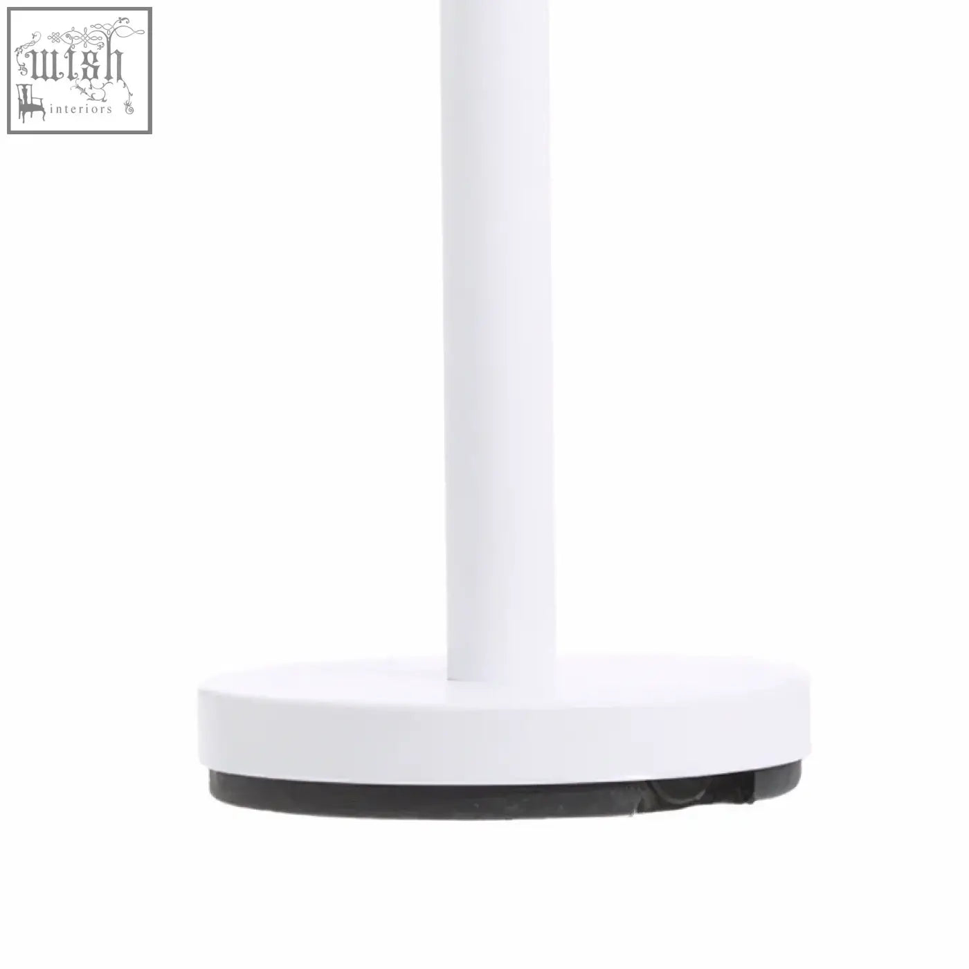 Adler white toilet roll holder with a white cylindrical stand and black rubberized foot for sturdy support