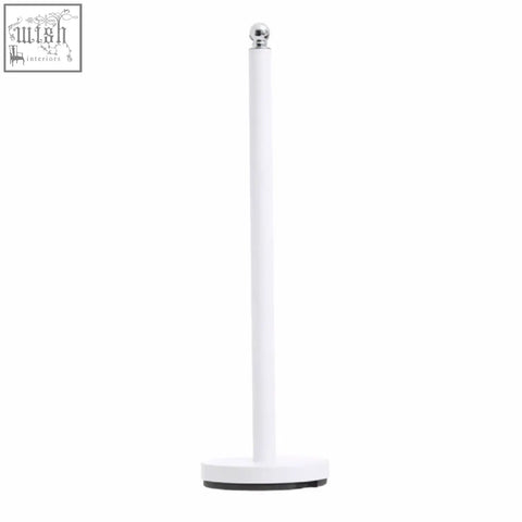 Adler white toilet roll holder with a sleek white towel holder and polished chrome cylindrical top design
