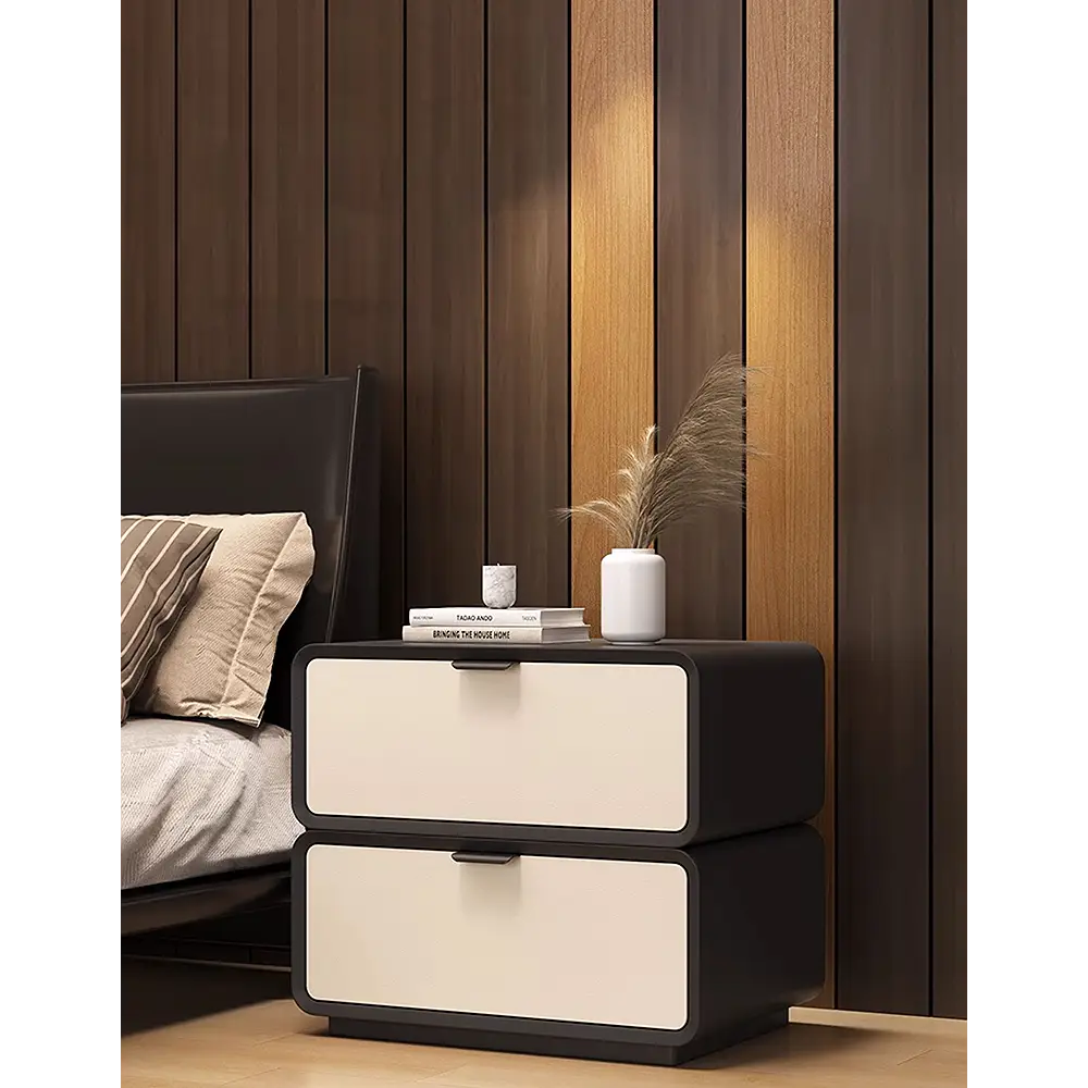 Adonis Bedside Table Black & Cream