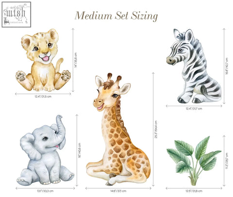 Adorable safari wall decals featuring removable peel and stick african animals stickers in soft pastel tones for kids room