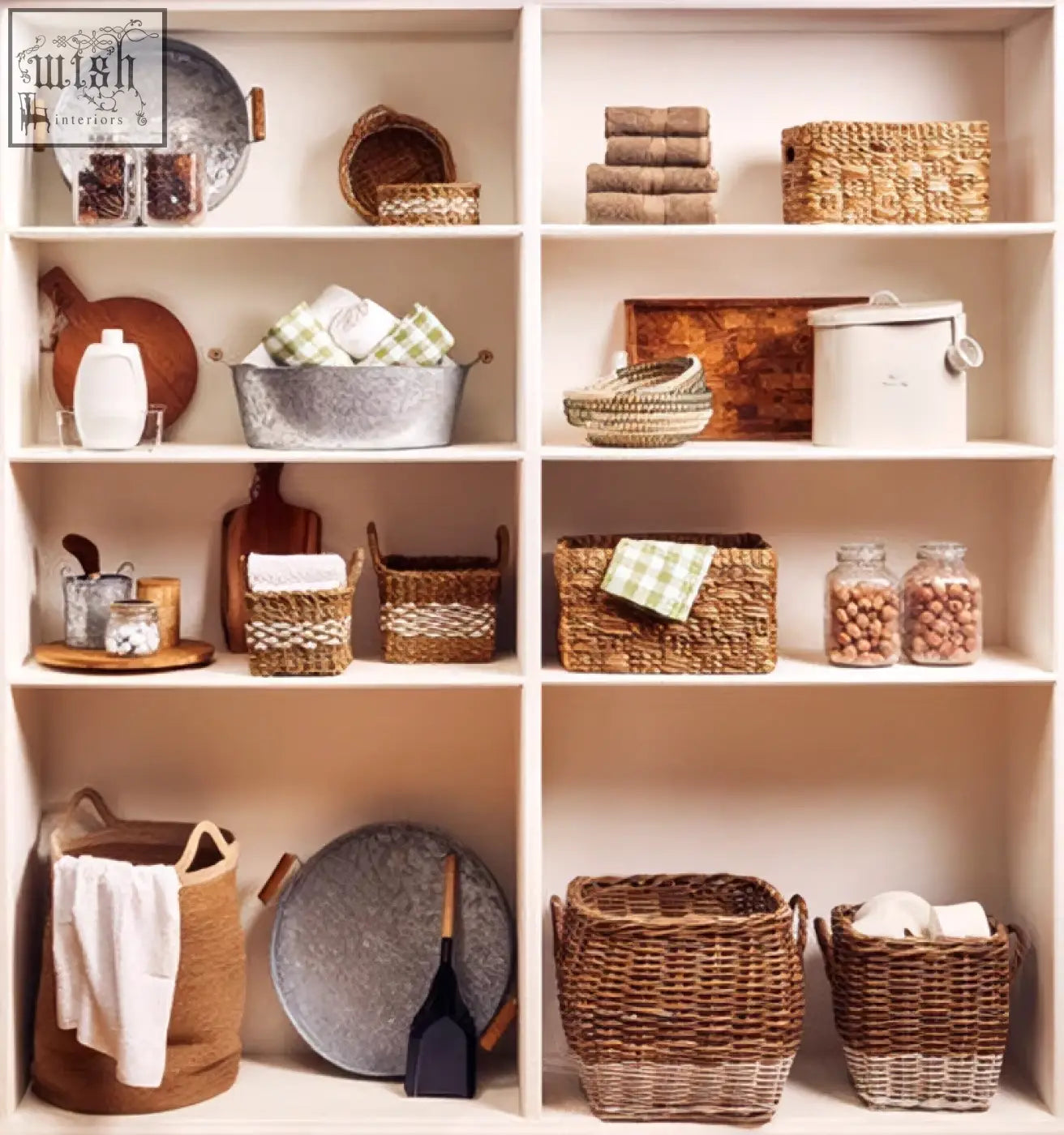 Woven wicker storage baskets in various sizes and patterns alongside adore pets 12ltr lucky dog food storage bin with scoop