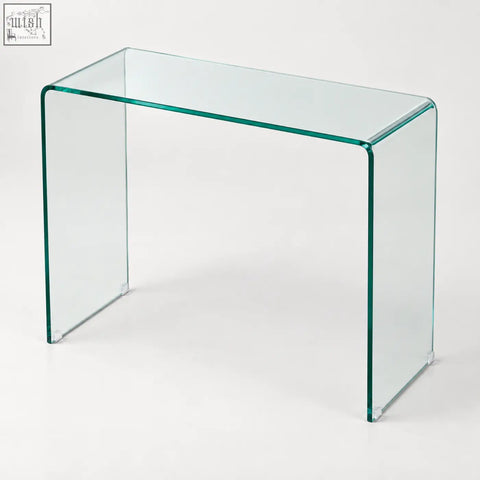 Adrienne 80cm clear glass console table with sleek modern design and rounded edges for stylish living spaces