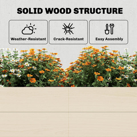 Outsunny Wooden Raised Bed for Garden, 620L Extra Large Raised Garden Bed with Open Bottom, Outdoor Elevated Planter Box