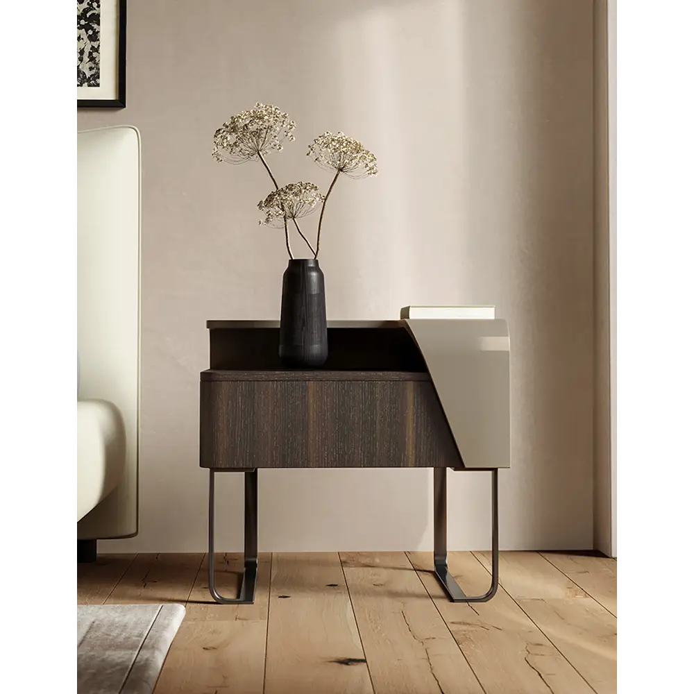 Aella Contemporary Bedside Table Solid Wood