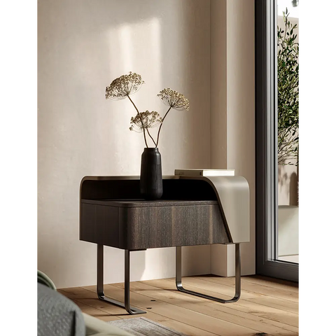 Aella Contemporary Bedside Table Solid Wood