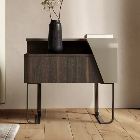 Aella Contemporary Bedside Table Solid Wood