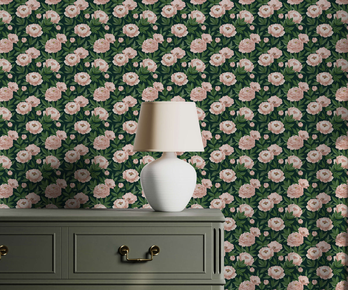 White ceramic table lamp agatha with cream shade perfect for adding charm to pink peony wallpaper decor
