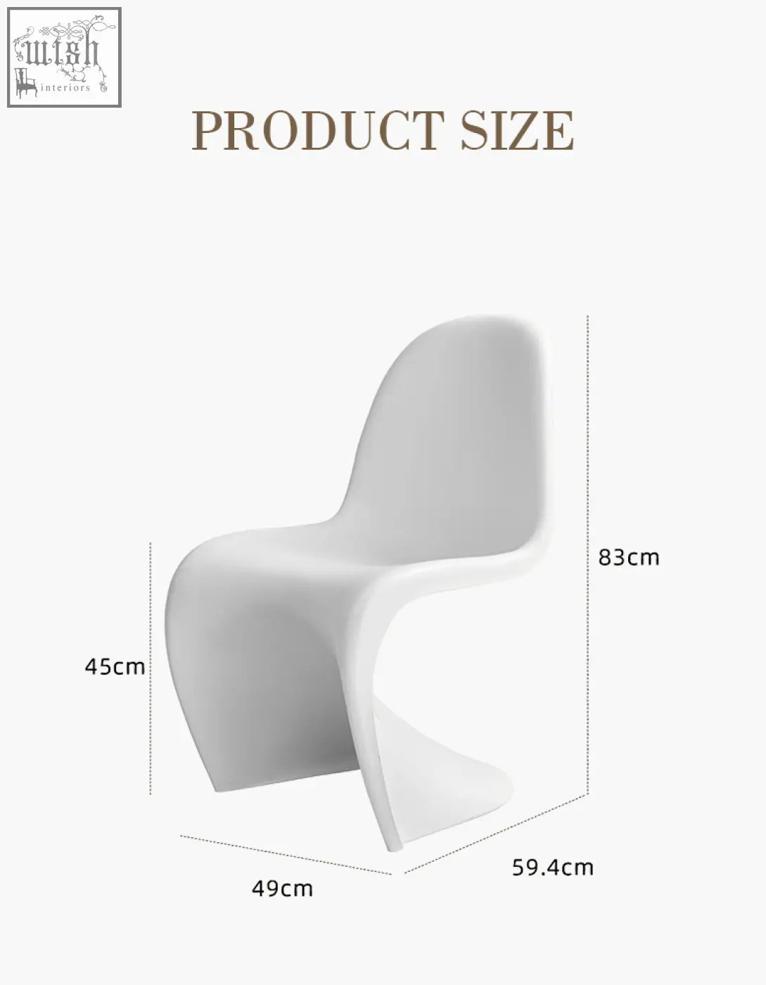 White molded plastic aimee dining chair with sleek modern design and smooth curves perfect for dining areas