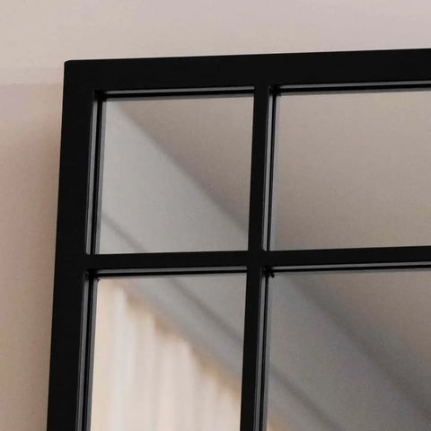Aimi - Full Length Black Metal Rectangle Window Mirror - 180cm x 105cm. - Mirror