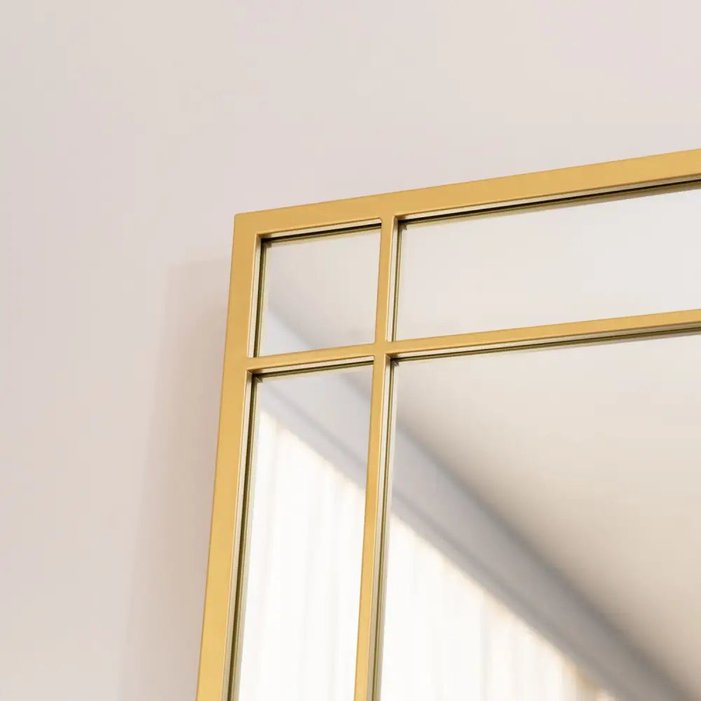 Aimi - Full Length Gold Metal Rectangle Window Mirror - 180cm x 90cm - Mirror