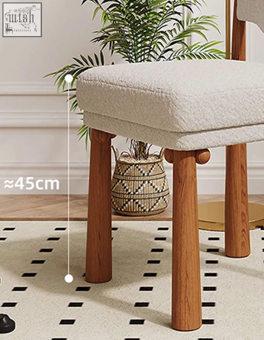 Beige textured fabric ainsley dining chair with wooden legs and comfortable seat height perfect for dining areas