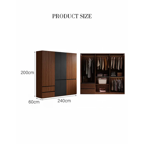 Aisha Wardrobe 2 Door Wardrobe 4 Door Wardrobe More Sizes - 240 x 60 x 200cm