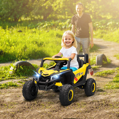 Yellow and black ai yaplay kids electric car with remote control rugged tires illuminated headlights for ages 3 to 5