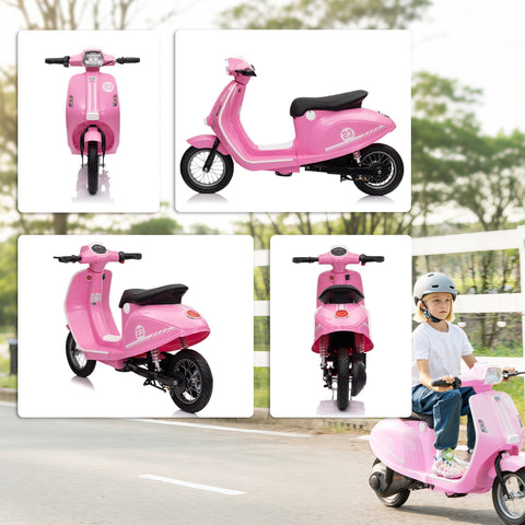 Pink aiyaplay kids electric motorbike with manual throttle black seat and bright led lights for ages 8-12 years