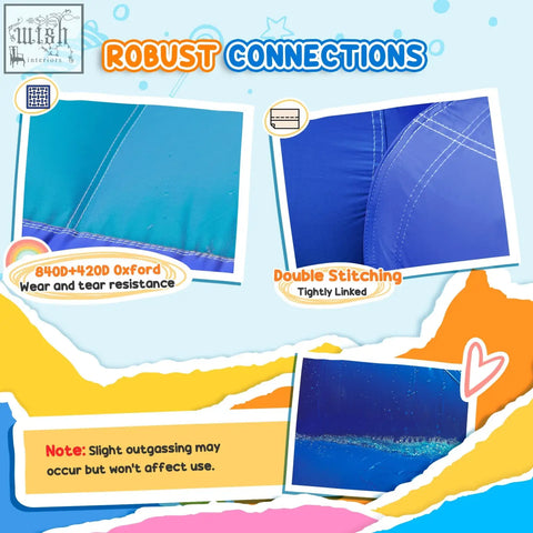 Blue AIYAPLAY 5 in 1 bouncy castle fabric with 840d oxford and double stitching for splash pool climbing wall jumping area