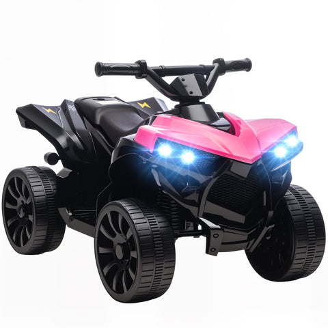 Aiyaplay pink and black 6v kids atv with bright glowing blue headlights for boys and girls ages 3 to 8