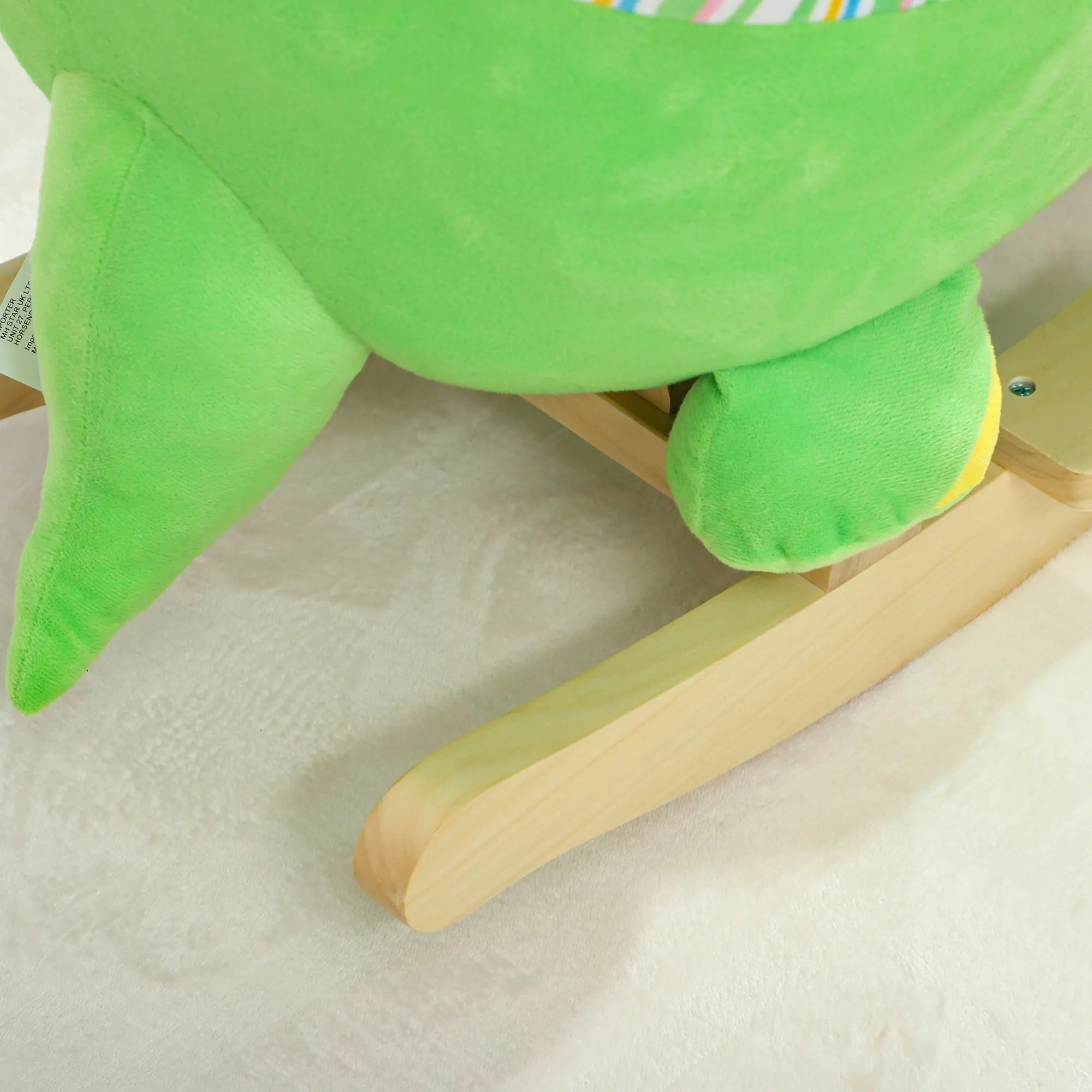 Bright green ai yaplay baby rocking dinosaur chair with wooden base and animal sounds for toddlers 18 to 36 months