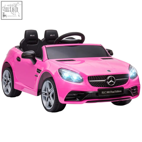 Pink AIYAPLAY benz slc 300 electric ride on car for kids with remote control black seats and silver rims