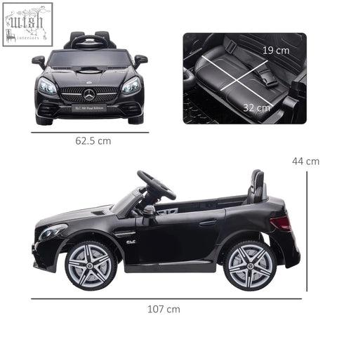 Black benz slc 300 electric ride on car for kids with remote control silver alloy wheels and sporty design