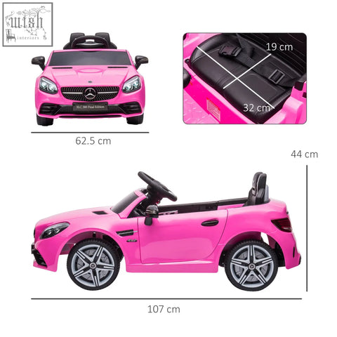 Bright pink aiyaplay benz slc 300 electric ride on car for kids with remote control black interior and silver wheels