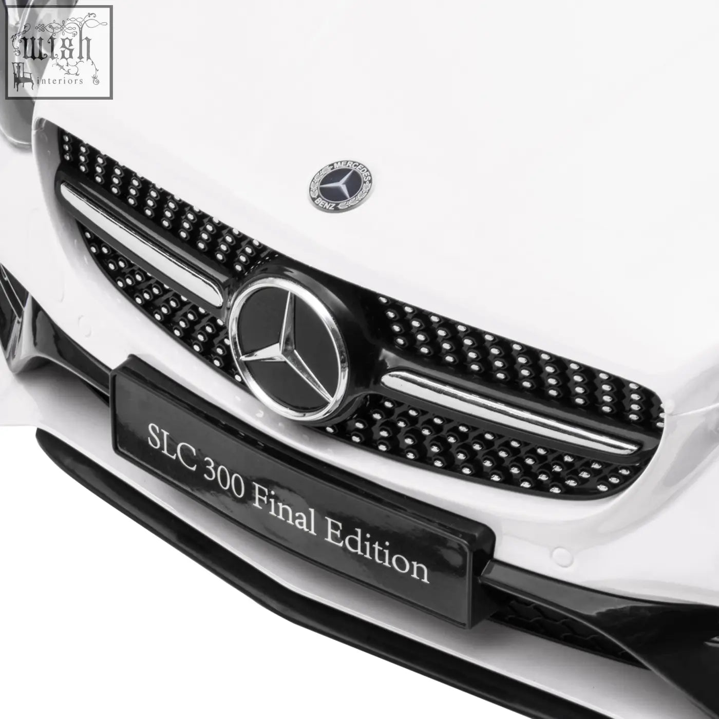 White benz slc 300 licensed electric ride on car for kids with remote control black grille and chrome emblem